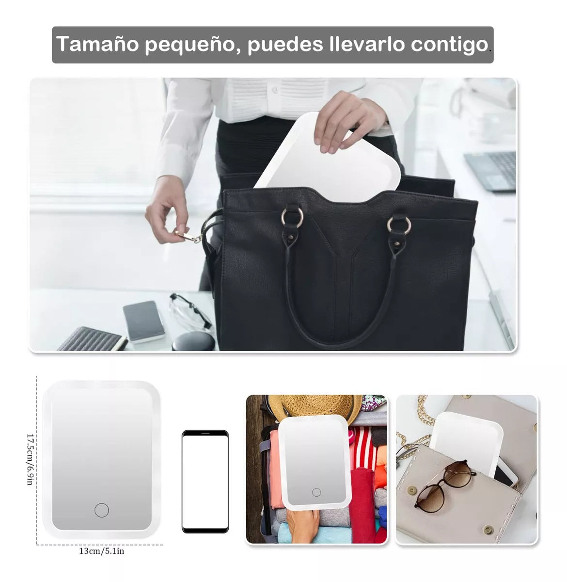 AvuMirror™ | Espejo táctil con luz led recargable ⭐