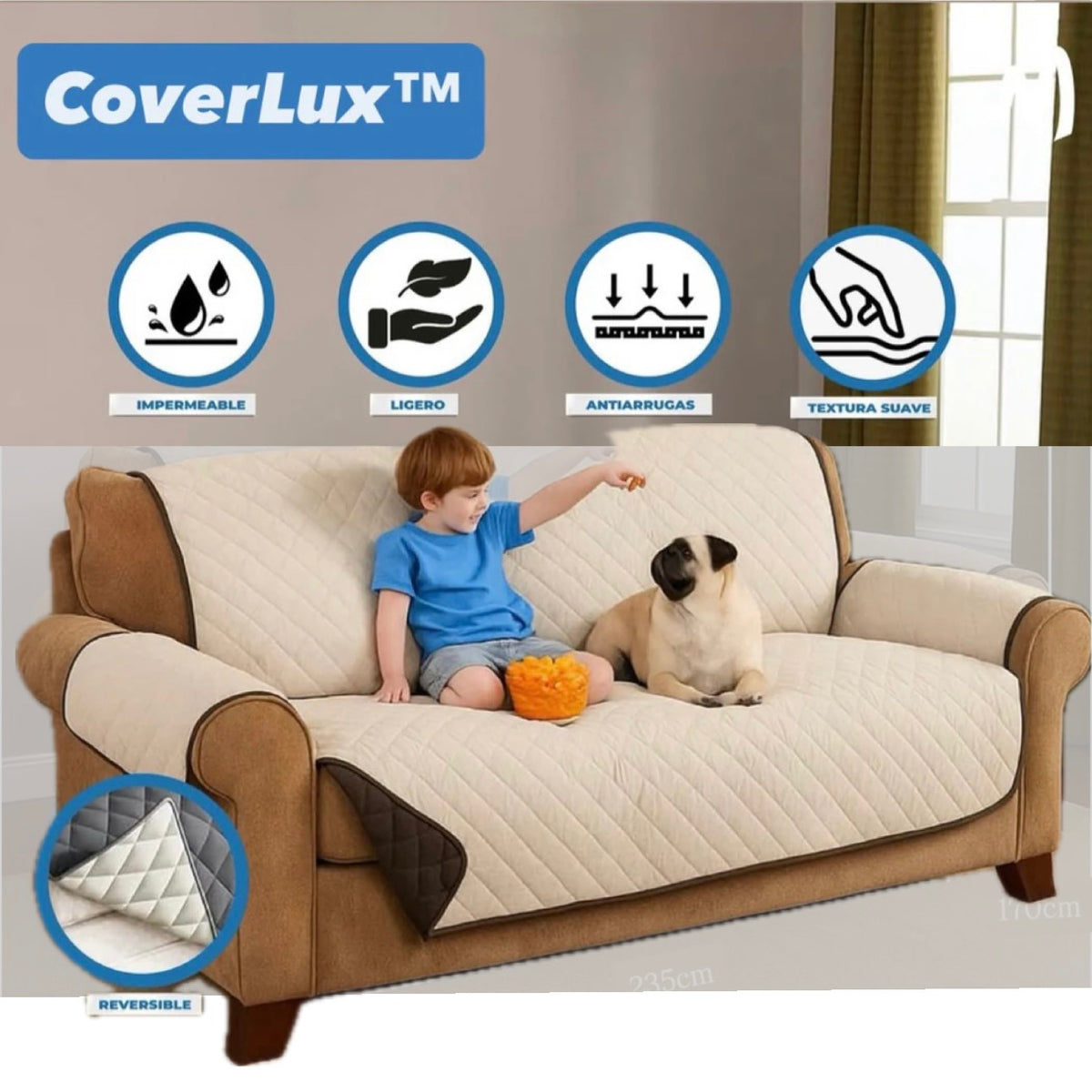 CoverLux™ 🛋️ Protector para sofá reversible 🌟