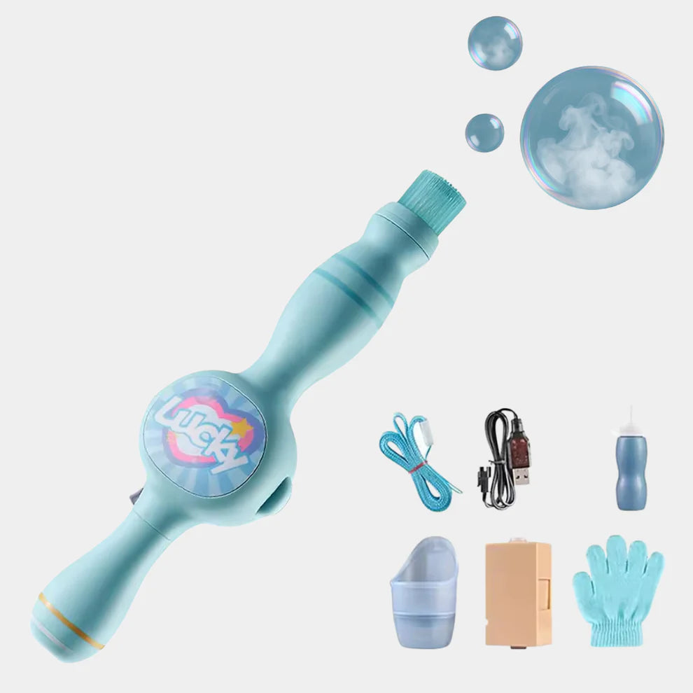MagicBubble™ - Lanzador de burbujas con bruma en su interior, sonido, luces y un guante mágico para sujetarlas!