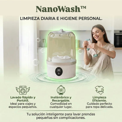 NanoWash™ - Mini lavadora de ropa interior, recargable e inalámbrica