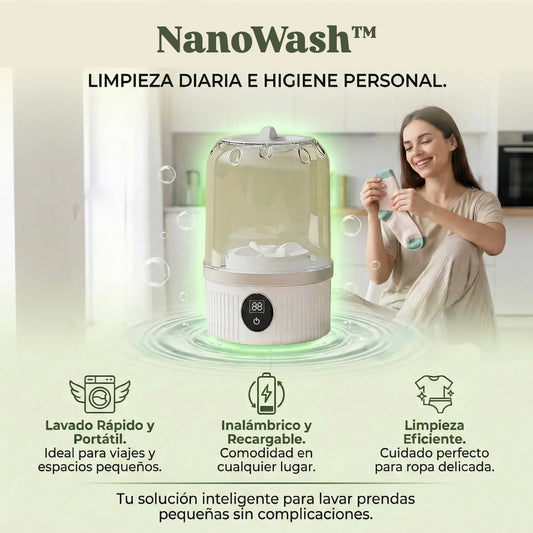 NanoWash™ - Mini lavadora de ropa interior, recargable e inalámbrica