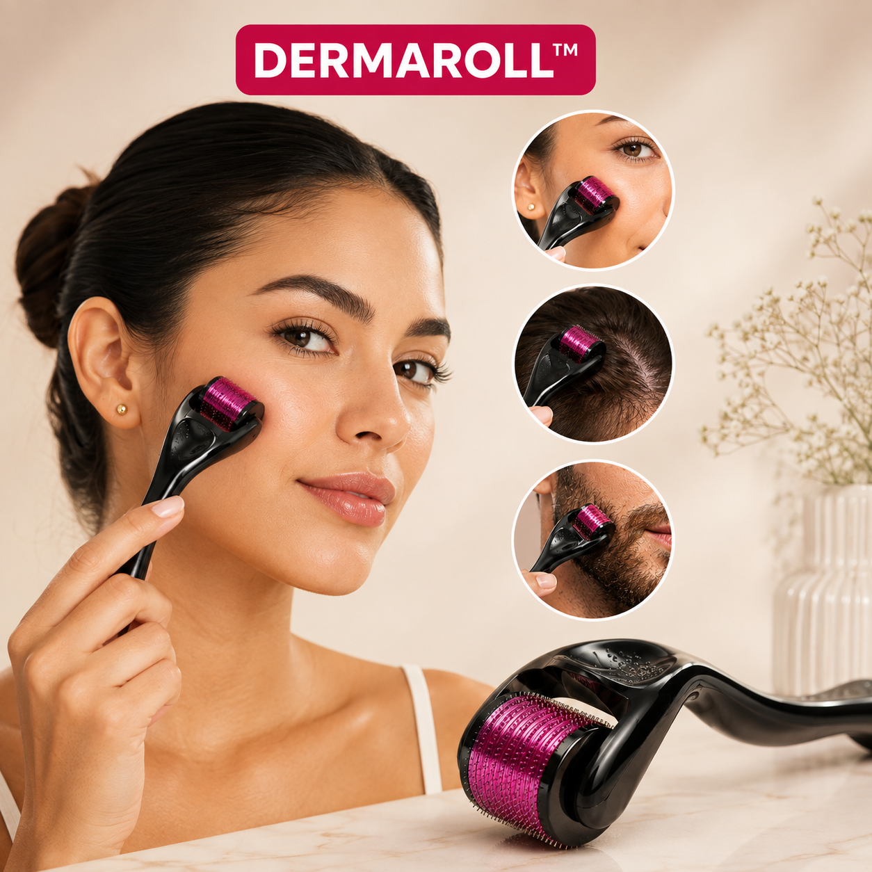 DermaRoll™ - Rodillo facial y capilar ✨