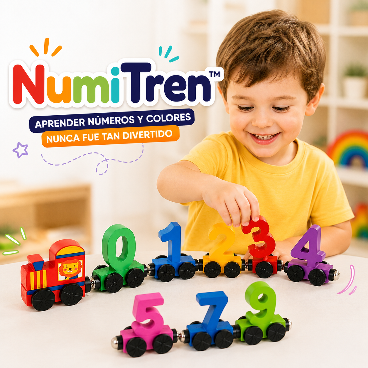 Tren magnético Montessori "Números" de madera 🚆