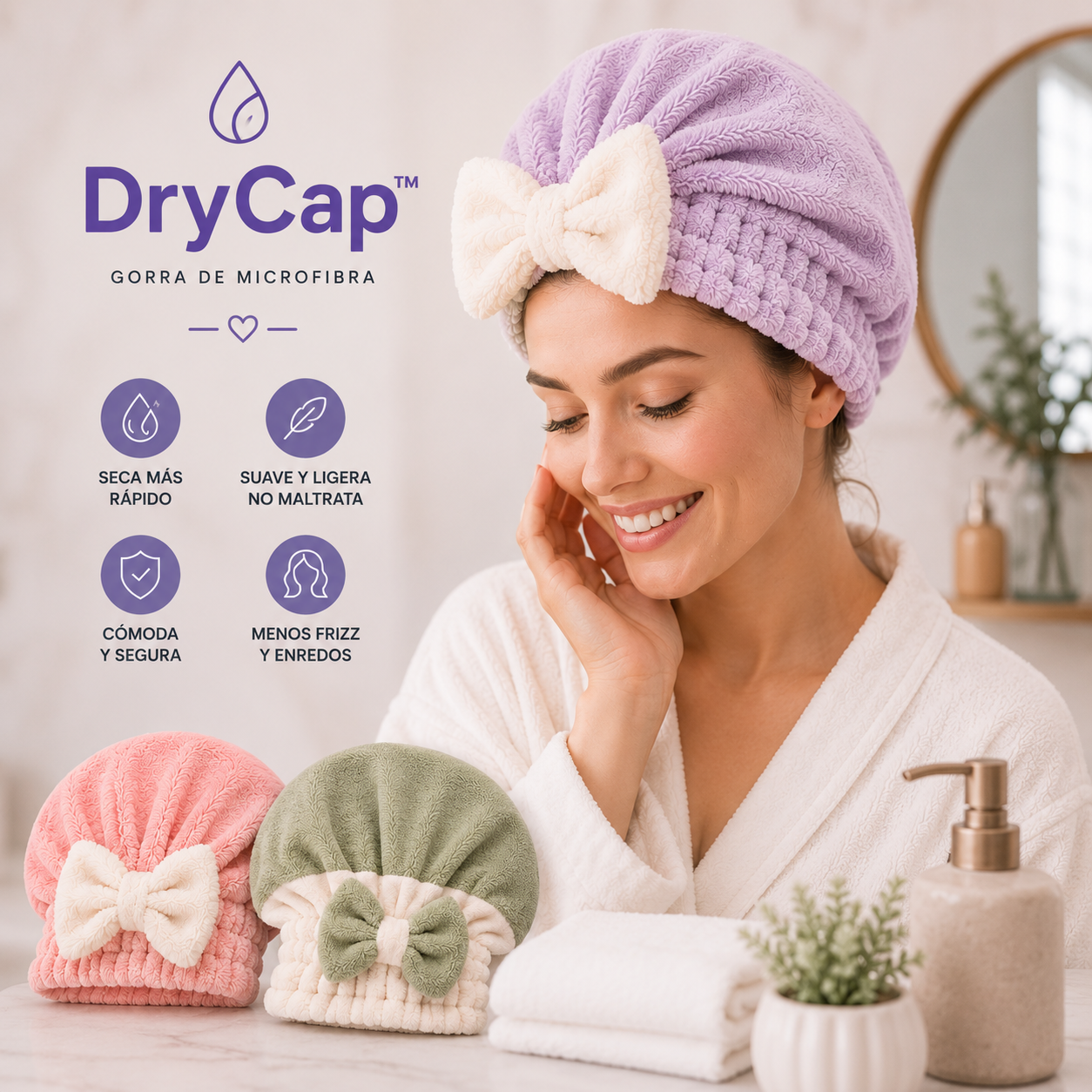 DryCap™ - Gorra de microfibra para el cabello, PROMO 2 x 1, CON ENVÍO GRATIS!!