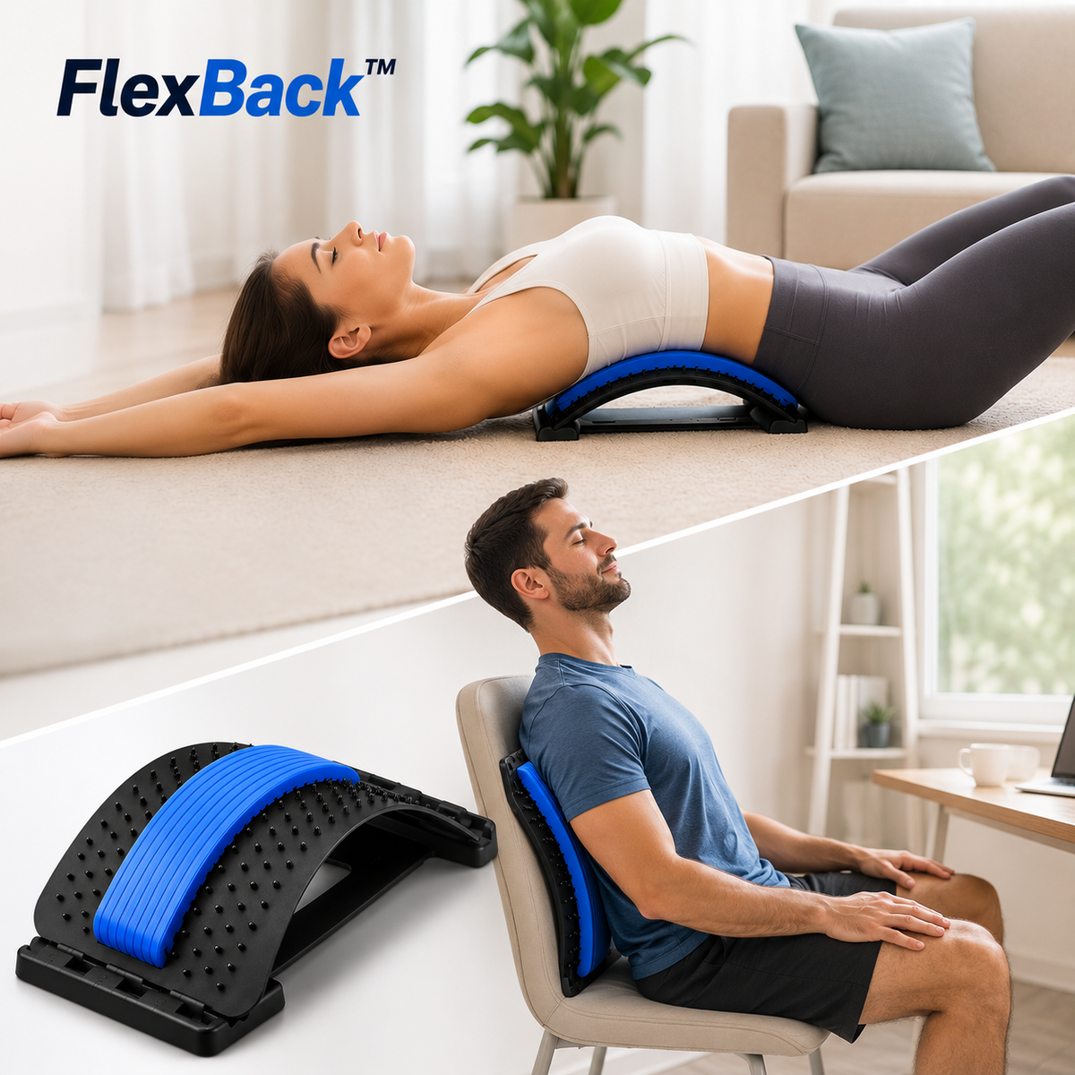 FlexBack™ - Estirador de espalda, masajeador lumbar