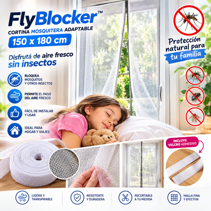 FlyBlocker™ 🚫 Cortina mosquitera adaptable 150 x 180cm 🦟