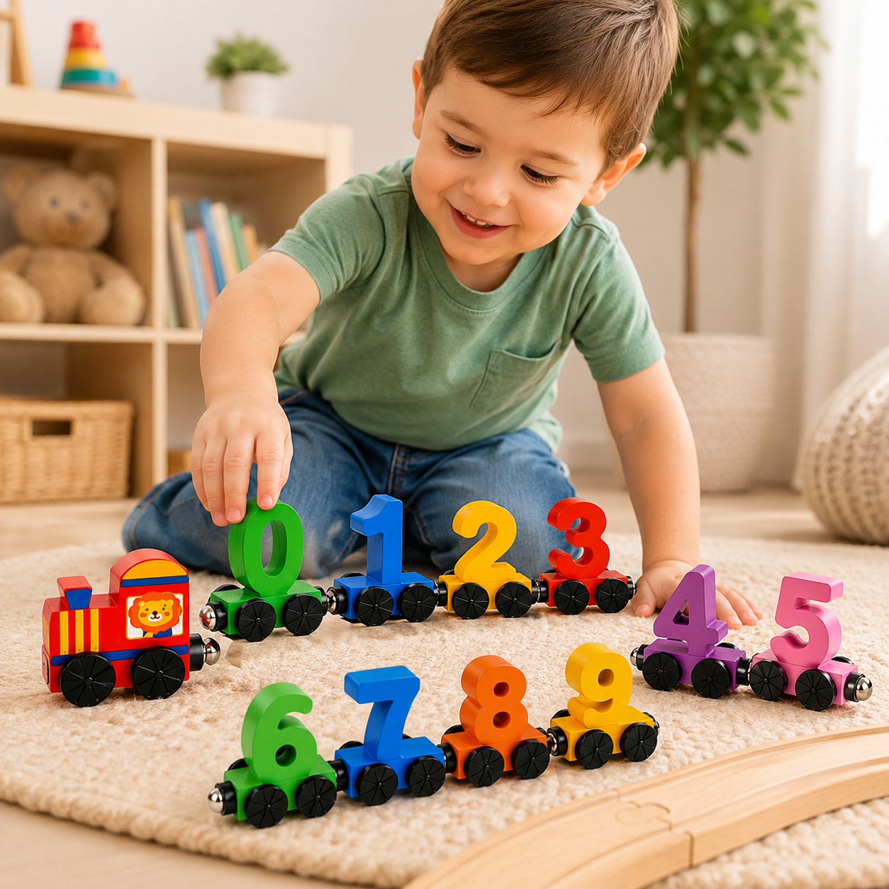 Tren magnético Montessori "Números" de madera 🚆