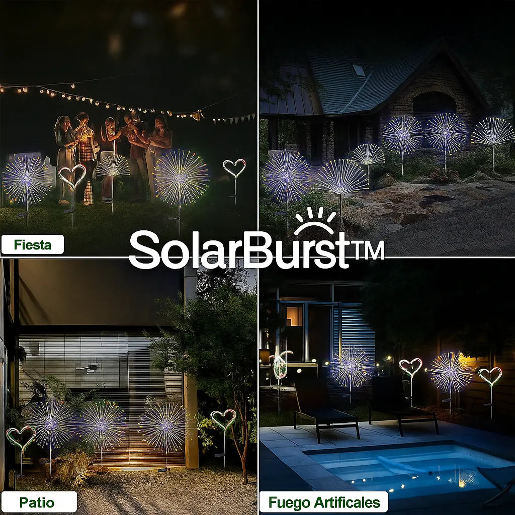 SolarBurst™  | Set de 2 Luces Solares Tipo Fuegos Artificiales Moldebles | Ilumina tu Jardín con Magia