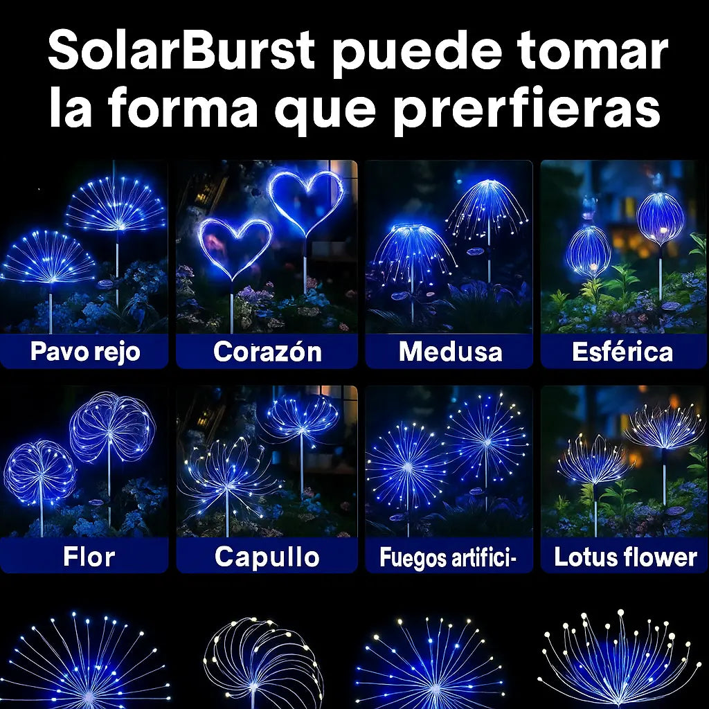 SolarBurst™  | Set de 2 Luces Solares Tipo Fuegos Artificiales Moldebles | Ilumina tu Jardín con Magia