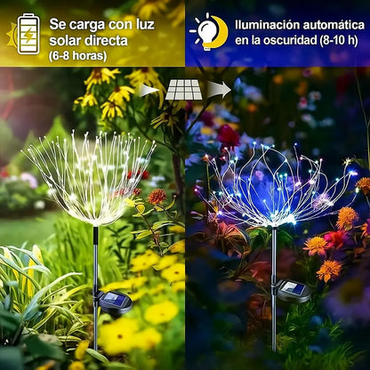 SolarBurst™  | Set de 2 Luces Solares Tipo Fuegos Artificiales Moldebles | Ilumina tu Jardín con Magia