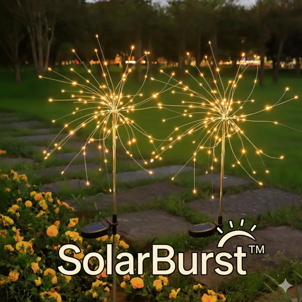 SolarBurst™  | Set de 2 Luces Solares Tipo Fuegos Artificiales Moldebles | Ilumina tu Jardín con Magia