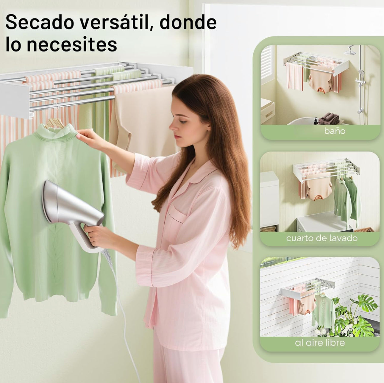 SlimDry™ - Tendedero de pared plegable y ocultable