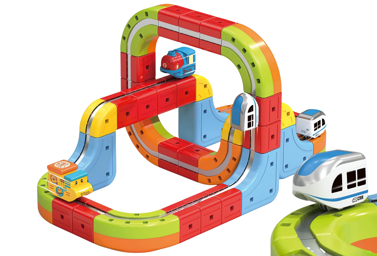 MagnoRail™ -Vía de tren modular 3D magnética 🚆 Con carga USB