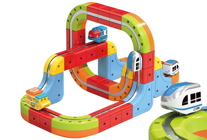 MagnoRail™ -Vía de tren modular 3D magnética 🚆 Con carga USB