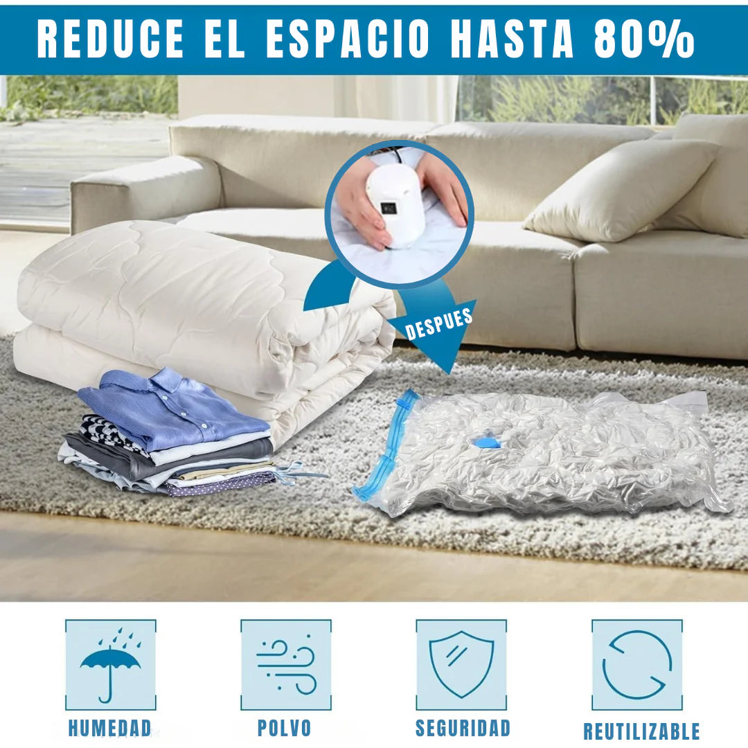 AirLess™ - Kit de 3 bolsas para guardado de ropa al vacío + aspirador eléctrico