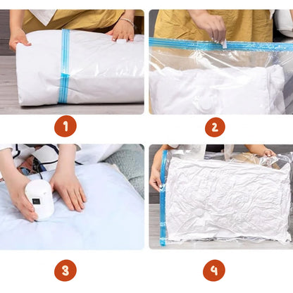 AirLess™ - Kit de 3 bolsas para guardado de ropa al vacío + aspirador eléctrico