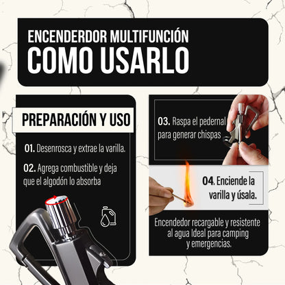 LighterMax™ 3 en 1 - Encendedor, destapador y llavero.
