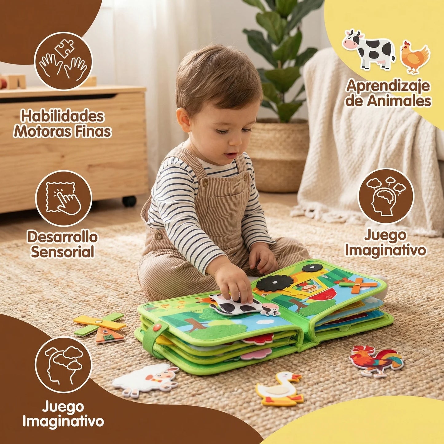 SensoriKids Farm™ - Libro sensorial Montessori ¨La granja¨🐴🐮🐷🐄🐐🐏🐑🐖