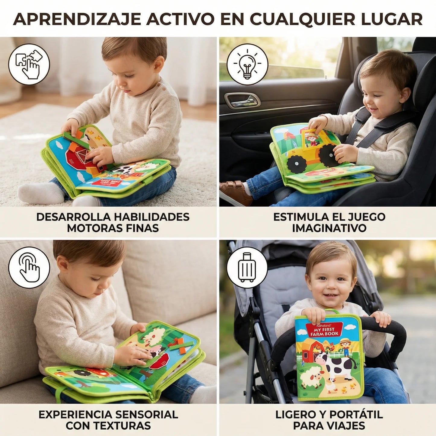 SensoriKids Farm™ - Libro sensorial Montessori ¨La granja¨🐴🐮🐷🐄🐐🐏🐑🐖