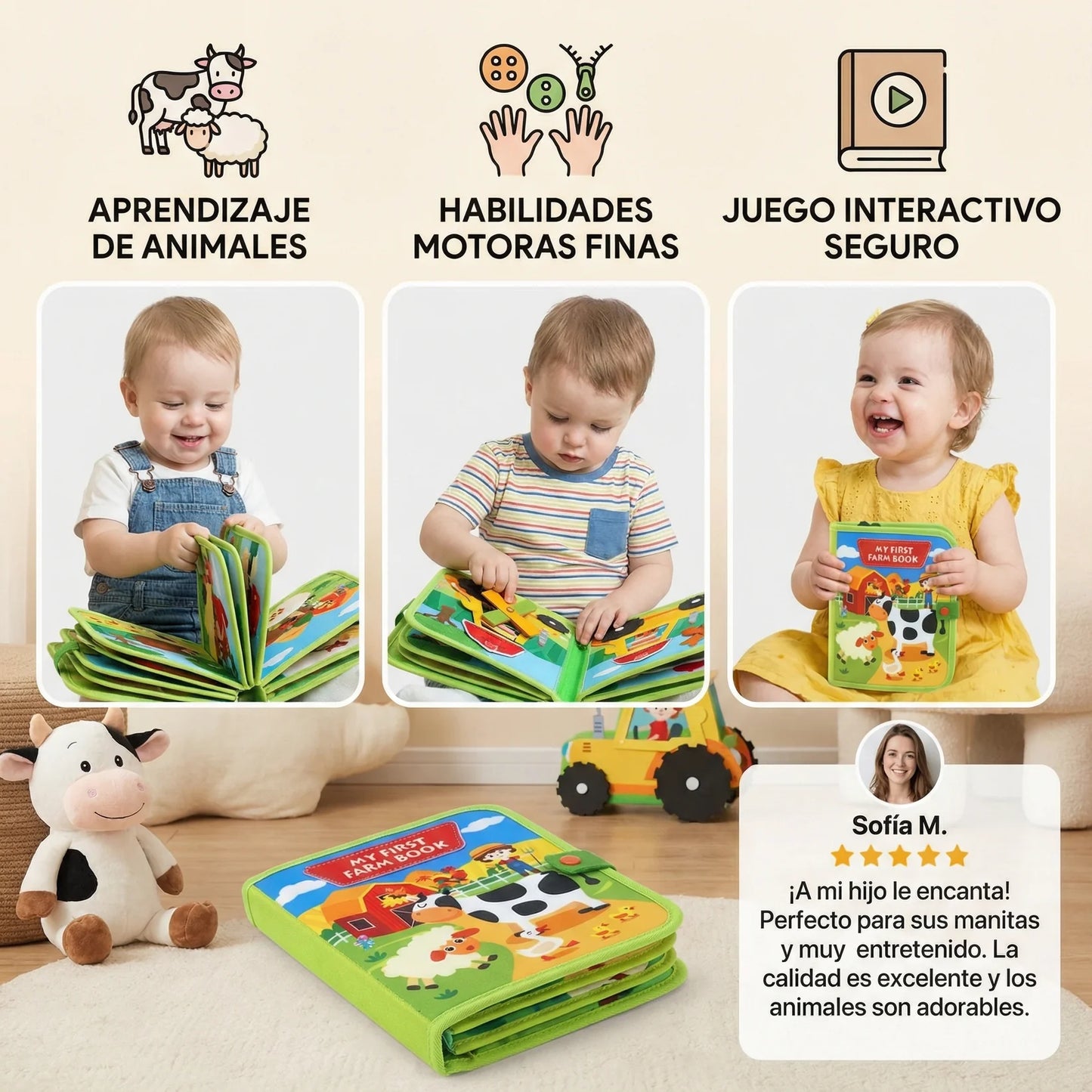 SensoriKids Farm™ - Libro sensorial Montessori ¨La granja¨🐴🐮🐷🐄🐐🐏🐑🐖