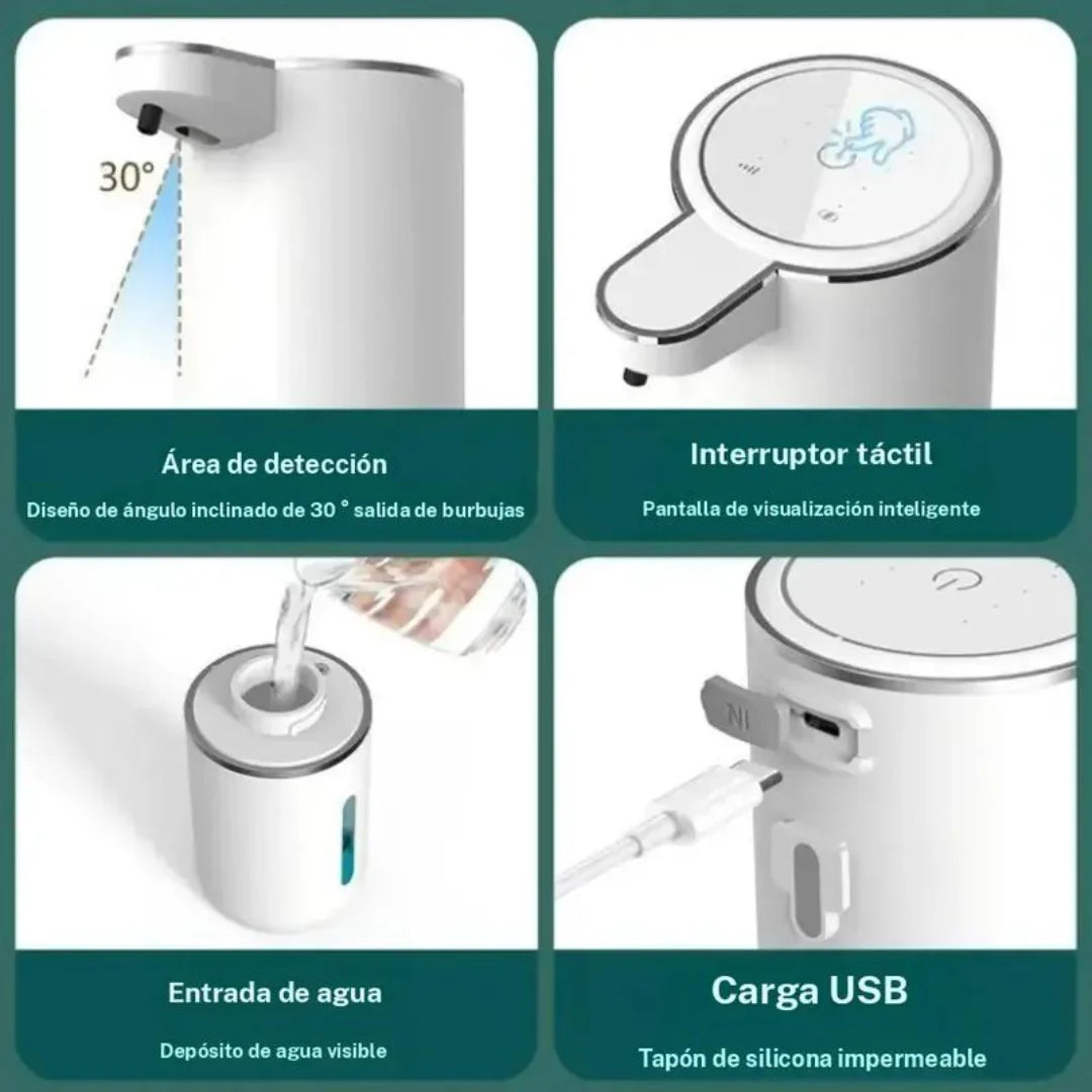 Higienix™ - Dispensador de jabón automático con sensor y carga usb