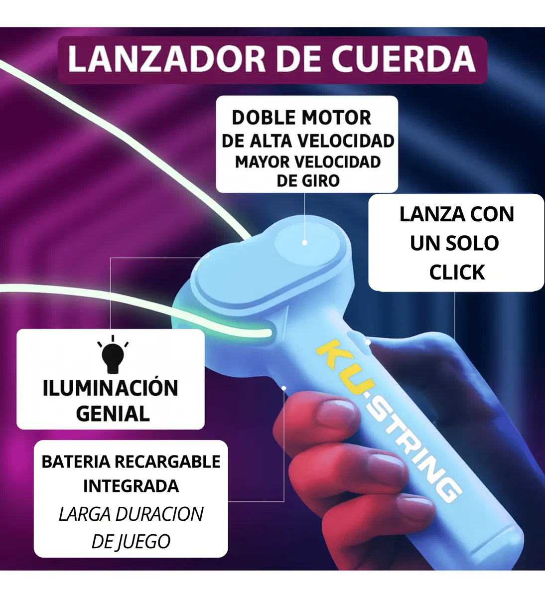 Ku-String™ | Lanzador de cuerda que brilla en la oscuridad ✨