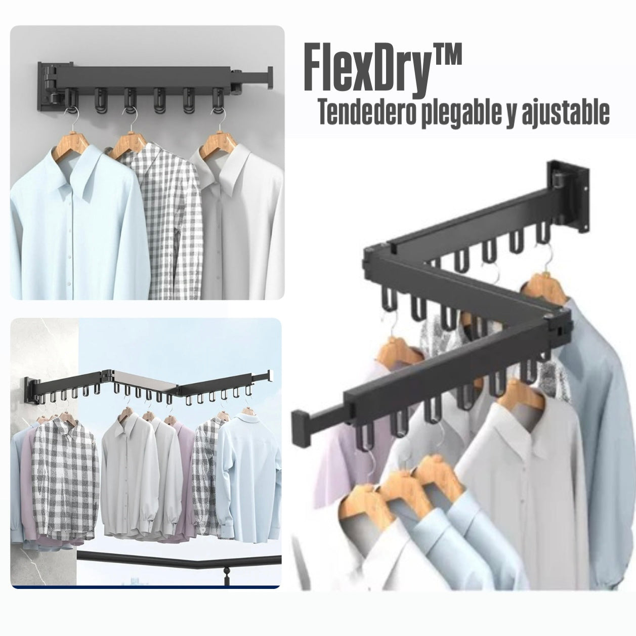 FlexDry™ - Tendedero de ropa plegable y ajustable