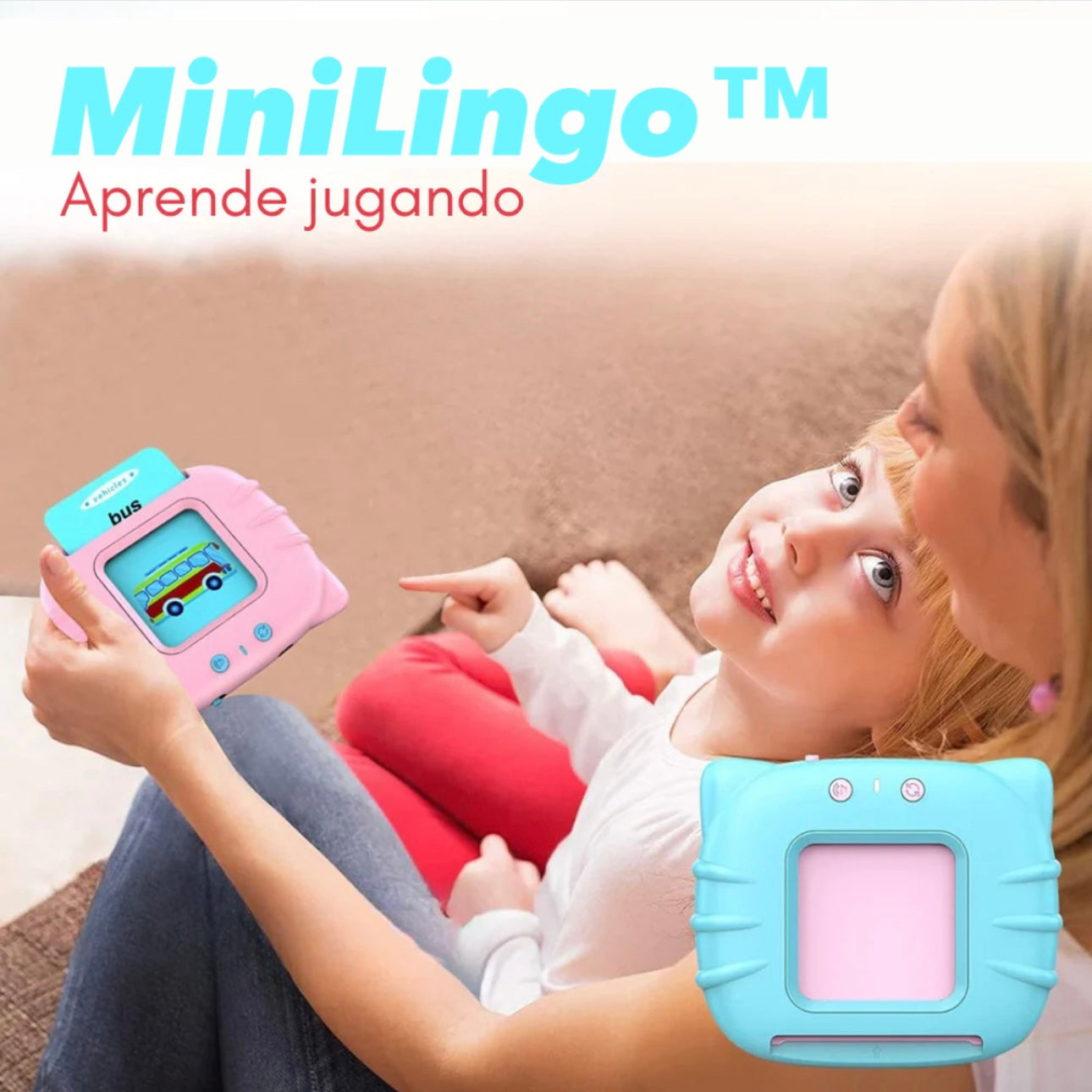 MiniLingo™ - Lector de cartas educativas bilingües (en español e inglés) 🎶 con cargador usb