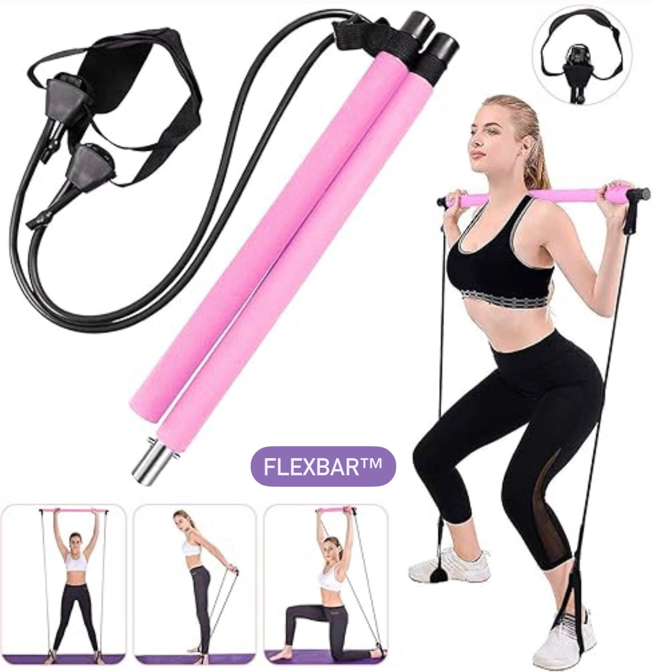 FlexBar™ - Barra fitness de pilates y entrenamiento completo 🧘‍♀️🤸‍♀️✨