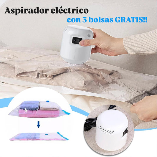 AirLess™ - Kit de 3 bolsas para guardado de ropa al vacío + aspirador eléctrico