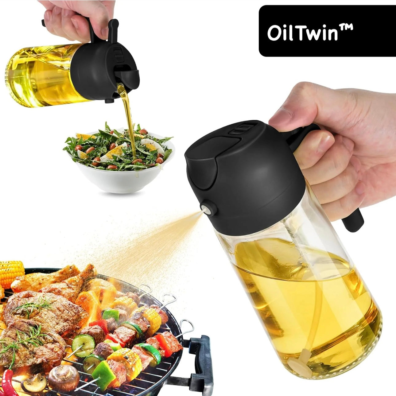OilTwin™ - Aceitera 2 en 1 - Vertedor y spray