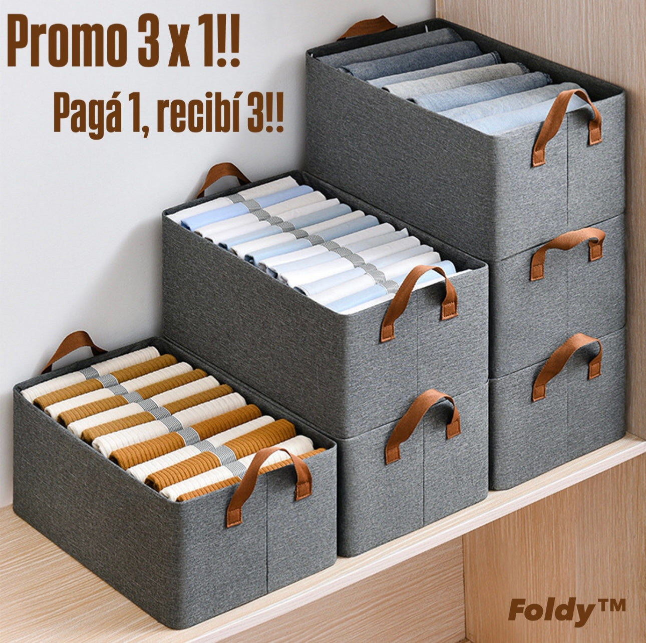 Foldy™ 🧺 Organizador de ropa plegable. PROMO 3X1!!